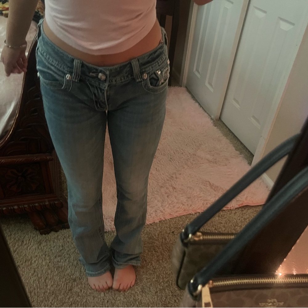 Miss Me Blue Boot Cut Jeans with Embellished Details - Picture 3 of 3